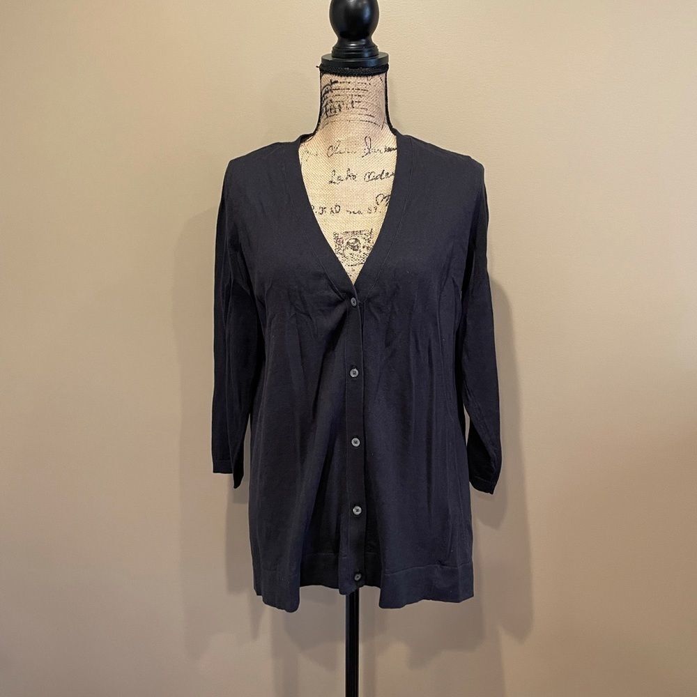 NWT Anthropologie Moth Black Button Up Cardigan Bow Large #231